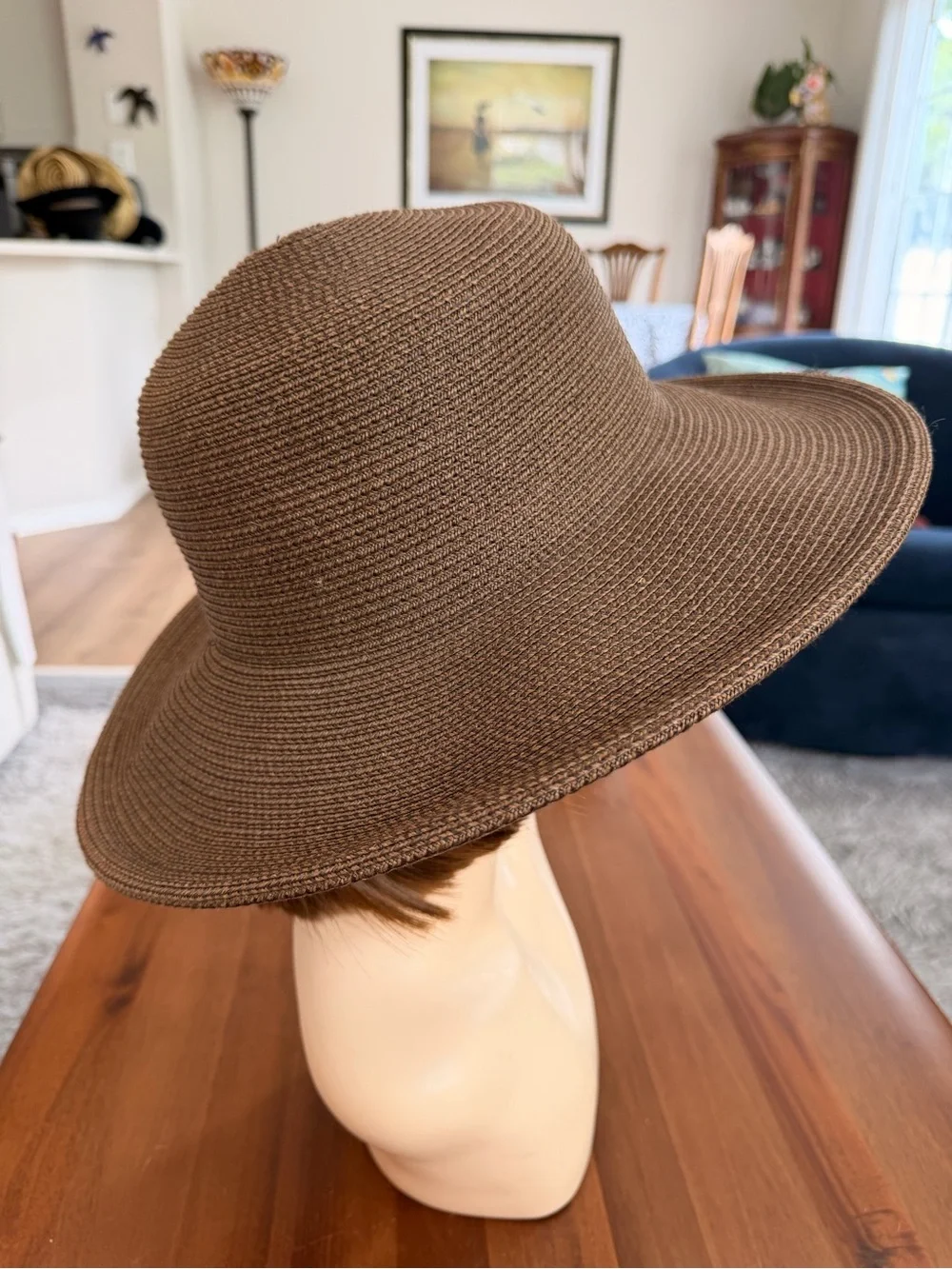 Talbots Chocolate Brown Wide Brim Woven Sun Hat